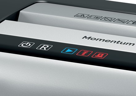 Rexel Momentum X406 papirmakulator Partikelskåret makulering Blå, Grå