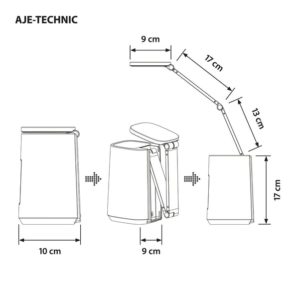 Activejet AJE-TECHNIC LED-skrivebordslampe med display, hvid