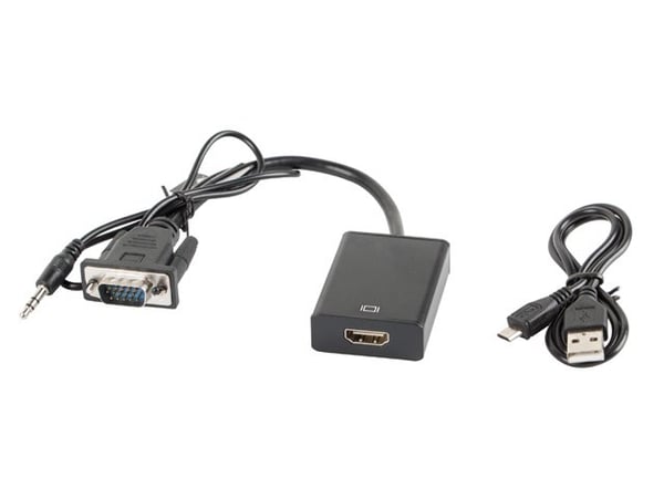 Lanberg AD-0021-BK videokabeladapter 0,2 m HDMI Type A (Standard) VGA (D-Sub) Sort