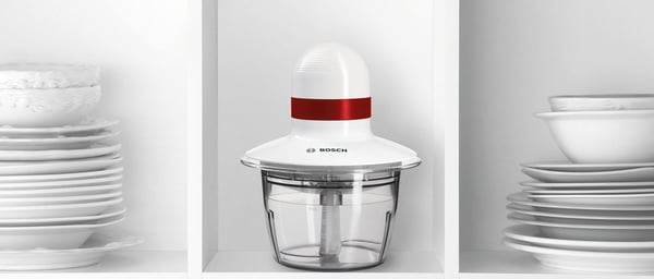 Bosch MMRP1000 elektrisk hakker 0,8 L 400 W Rød. Banner. Hvid