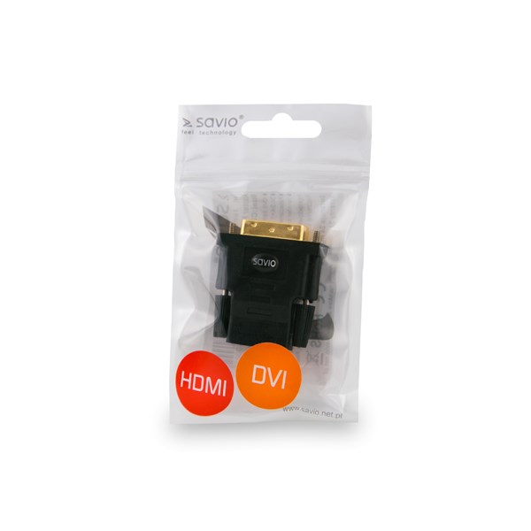 Savio CL-21 kabel med kønsskifter DVI HDMI Sort