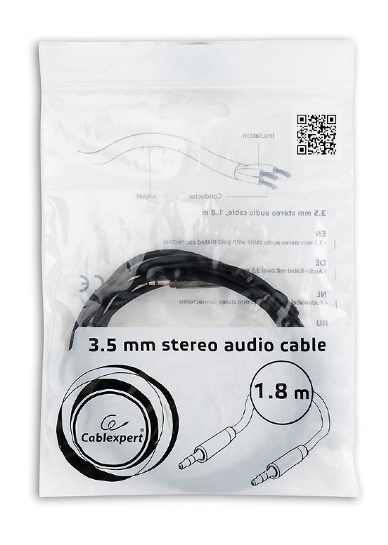 Gembird CCAP-444-6 lydkabel 1,8 m 3,5 mm sort