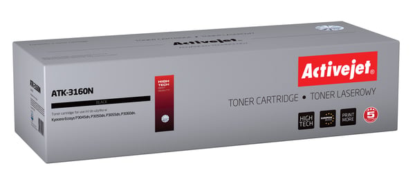 Activejet ATK-3160N värikasetti Kyocera-tulostimeen; Kyocera TK-3160 korvaava värikasetti; Supreme; 12500 sivua; musta