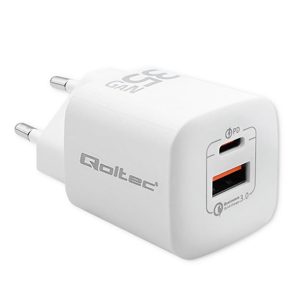 Qoltec 50763 mobiloplader til bærbar computer. Bærbar spillekonsol. Powerbank. Smartphone. Smartwatch. Hvid AC. Hurtigopladning. Indendørs tablet.
