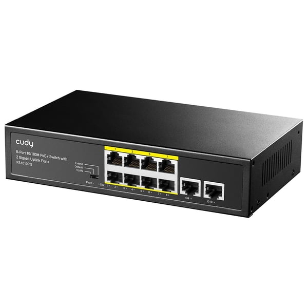 Cudy FS1010PG verkkokytkin Nopea Ethernet (10/100) Power over Ethernet (PoE) Musta