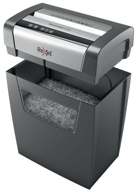 Rexel Momentum X410 dokumentförstörare Partikelskuren dokumentförstörare Svart. Grå