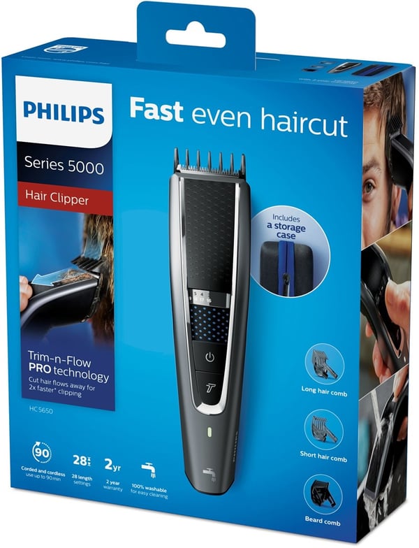 Philips 5000-serien HC5650/15 hårtrimmer/klipper Sort. Sølv
