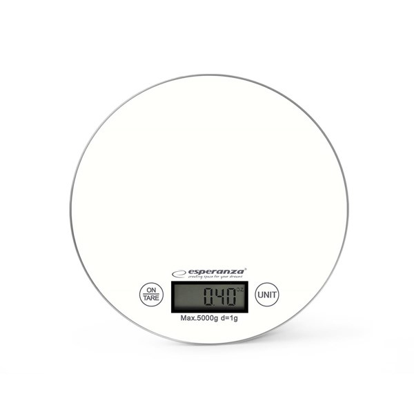 Esperanza EKS003W elektroninen keittiövaaka, valkoinen, pyöreä