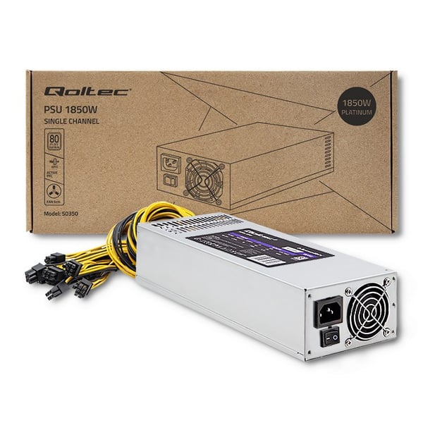 Qoltec 50350 virtalähde 1850W PCI-E| 80 Plus Platinum | Gaming Miner
