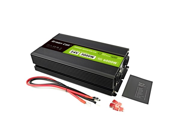 Green Cell PowerInverter LCD 24V 3000W/60000W autoinvertteri näytöllä - puhdas siniaaltovirtalähde/invertteri auto musta