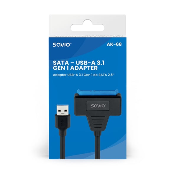 SAVIO AK-68 Adapter USB-A 3.1 Gen 1 (han) - SATA (hun) til 2,5" drev