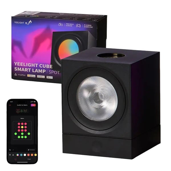 Gaming-ljuspanel YEELIGHT SMART CUBE LIGHT SPOT-bas (YLFWD-0008) Svart