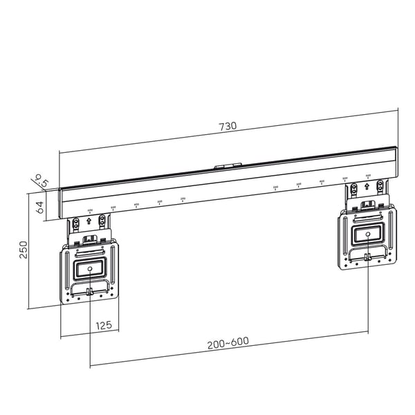 Maclean MC-481 Ultra Flat Slim TV vægbeslag til 37-80" flad buet TV op til 75 kg maks. VESA 600x400 universel TV-beslagholder