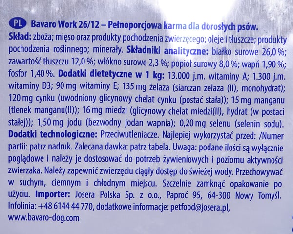 Josera BAVARO ARBETE VUXEN 26/12 – 18 KG 15 kg Grönsaker