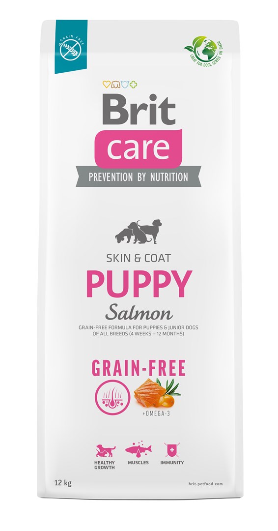Kuivaruoka kaikenrotuisille pennuille ja nuorille koirille (4 viikkoa - 12 kuukautta). Brit Care Dog Grain-Free Puppy Salmon 12 kg