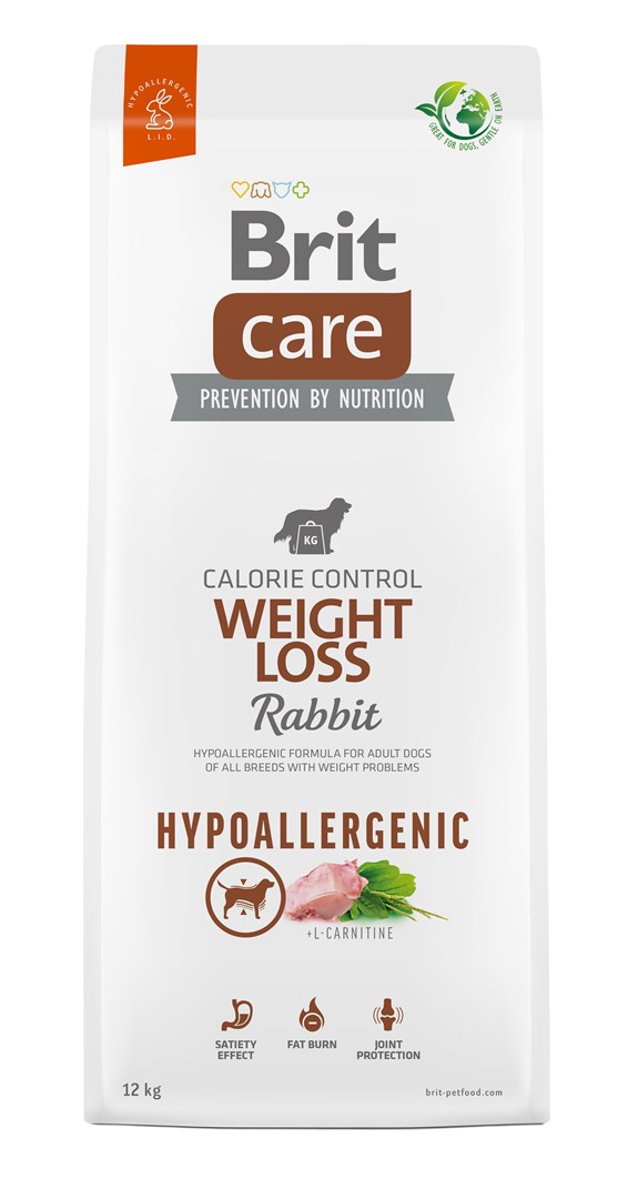 BRIT Care Hypoallergenic Adult Weight Loss Rabbit - torrfoder för hundar - 12 kg