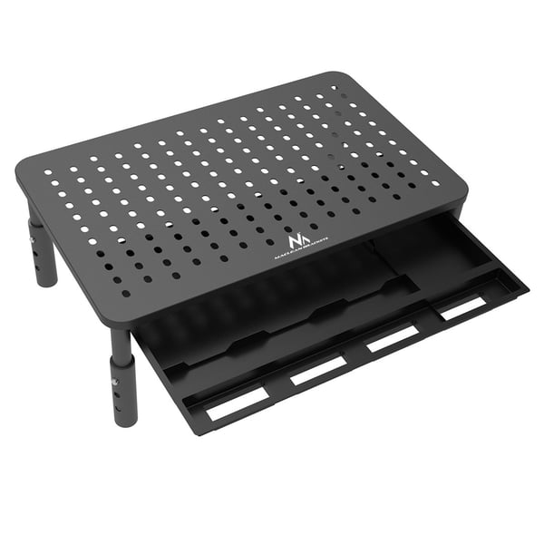 Maclean MC-946 -näyttöteline kannettavalle tietokoneelle, 13–32 tuumaa, 3-tasoinen korkeussäätö, laatikko, jopa 20 kg, tukeva, tuuletettu