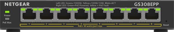 NETGEAR 8-Port Gigabit Ethernet High-Power PoE+ Plus Switch (GS308EPP) Administreret L2/L3 Gigabit Ethernet (10/100/1000) Power over Ethernet (PoE) So