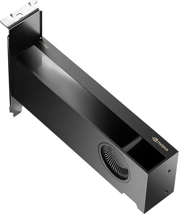 PNY NVIDIA 2000 Adapter 16 GB LowProfile. PCIe 4.0 x16. Dubbla kortplatser. 4x Mini DP 1.4a. 16 GB GDDR6 ECC 128-bitars. HDCP 2.2. HDMI 2.0. Liten låda