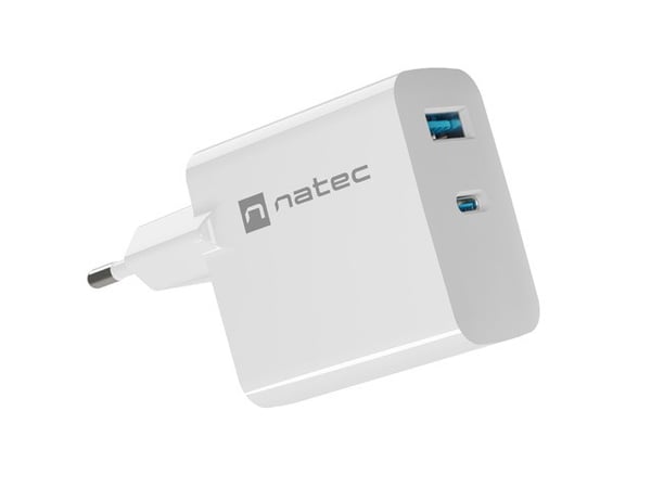 NATEC RIBERA GAN -LATURI 1x USB-A + 1x USB-C 65W VALKOINEN