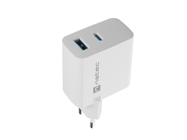 NATEC RIBERA GAN -LATURI 1x USB-A + 1x USB-C 65W VALKOINEN