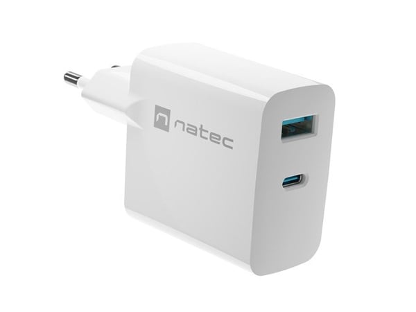 NATEC RIBERA GAN -LATURI 1x USB-A + 1x USB-C 65W VALKOINEN