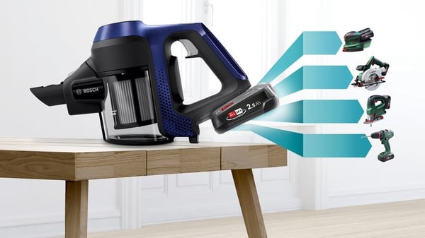 Bosch Serie 6 BBS611MAT varsi-imuri/sähköharja Akku Kuiva Pölypussiton 0,3 L Sininen 2,5 Ah
