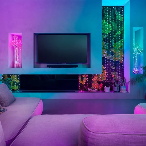 Twinkly Candies – 100 helmenmuotoista RGB LED-valoa. Vihreä kaapeli. USB-C