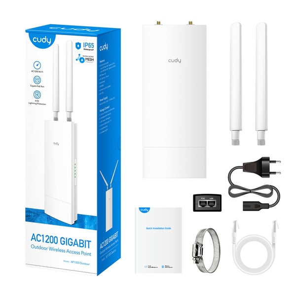 Cudy AP1300 Udendørs 867 Mbit/s Hvid Power over Ethernet (PoE)