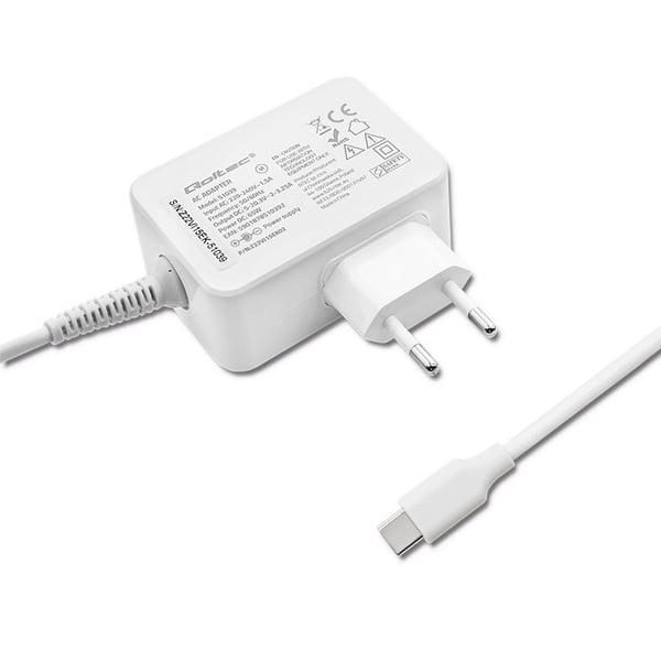 Qoltec 51039 virtalähde/invertteri Sisäkäyttöön 65 W Valkoinen