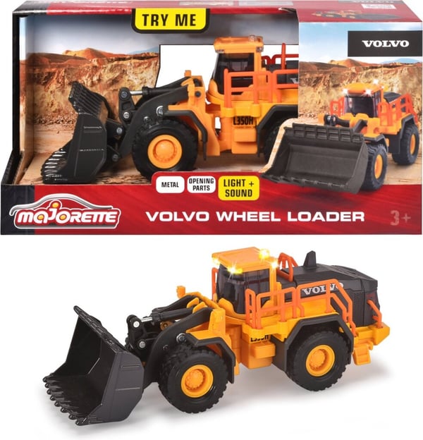 Majorette Grand Series Volvo Gummihjulslæsser Konstruktionsmetal Lys og Lyd 21 cm Legetøjskøretøj
