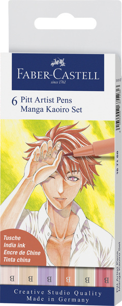Faber Castell FC-167168 Tegnepen Faber-Castell Pitt Artist Pen Manga 6-delt penalhus Kaoiro
