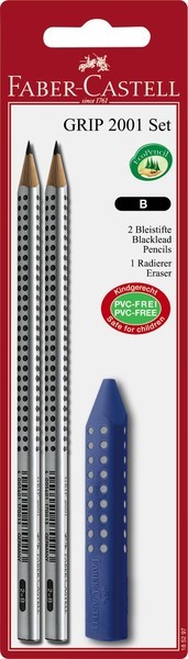 Faber Castell FC-185297 Blyant GRIP 2001 2 stk. med viskelæder