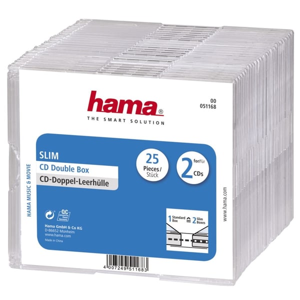Hama CD Slim Dobbelt Jewel Case 25-pak Hama CD Slim Dobbelt Jewel Case 25-pak