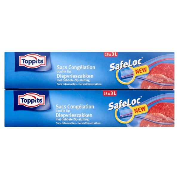 Toppits Safeloc Zip -pakastuspussit 3L 15 kpl Toppits Safeloc Zip -pakastuspussit 3L 15 kpl