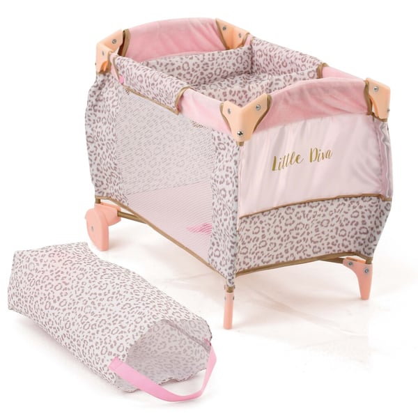 Little Diva Kokoontaitettava Nukensänky 41x28x12 cm Vaaleanpunainen/Kulta