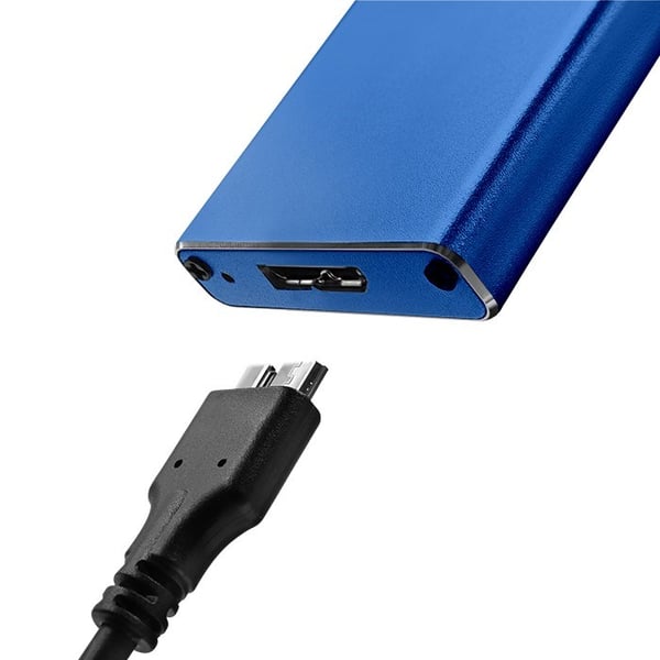 Qoltec 51832-kabinett | M.2 SSD-enhet | SATA | NGFF | USB 3.0 | Supersnabb 5 Gb/s | 2 TB | Blå