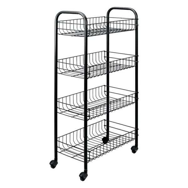 Tomado-Metaltex keittiö-/kylpyhuonesäilytyskärry Pisa 4 korilla musta Tomado-Metaltex keittiö-/kylpyhuonesäilytyskärry Pisa 4 korilla musta