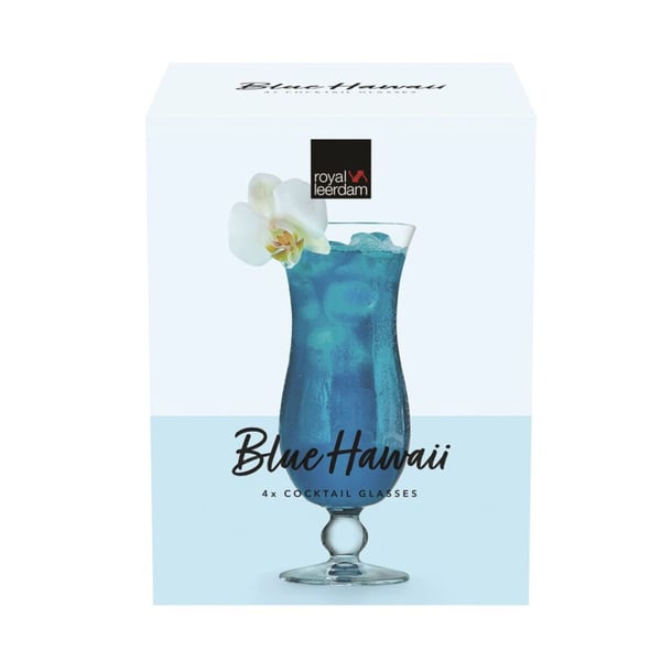 Royal Leerdam Blue Hawaii glassæt med 4 stk