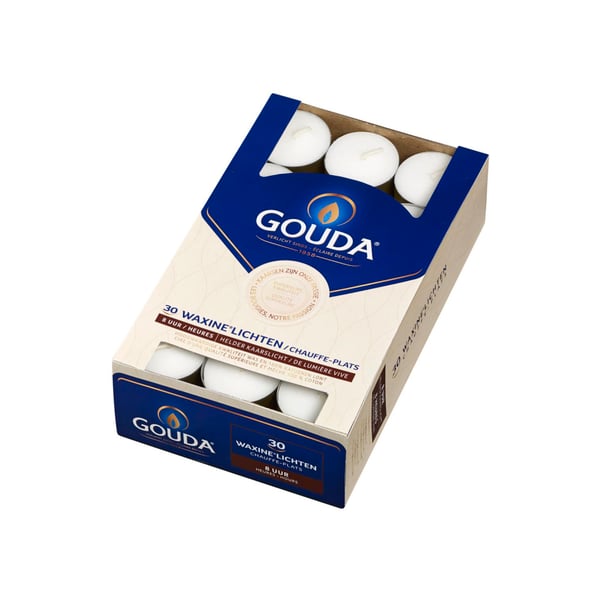 Gouda-teekynttilät 8 tuntia 30 kpl valkoinen Gouda-teekynttilät 8 tuntia 30 kpl valkoinen