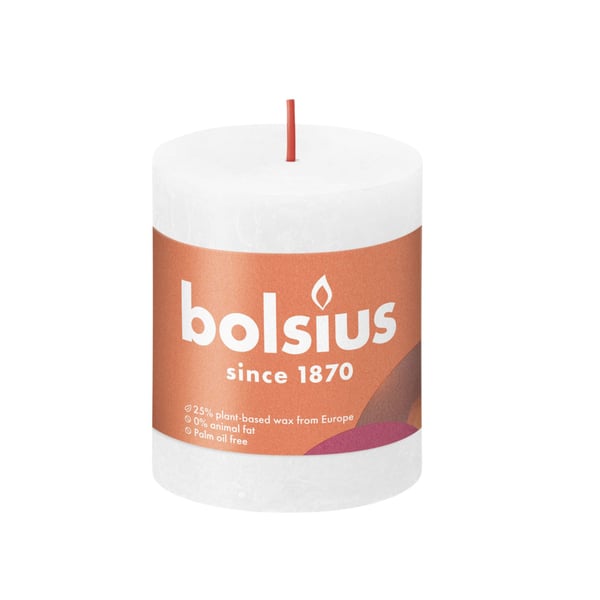 Bolsius bloklys 8x6,8 cm hvid