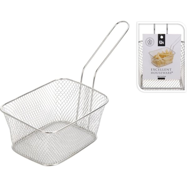 Excellent Houseware pommes friteskurv 14x11x7 cm rustfrit stål