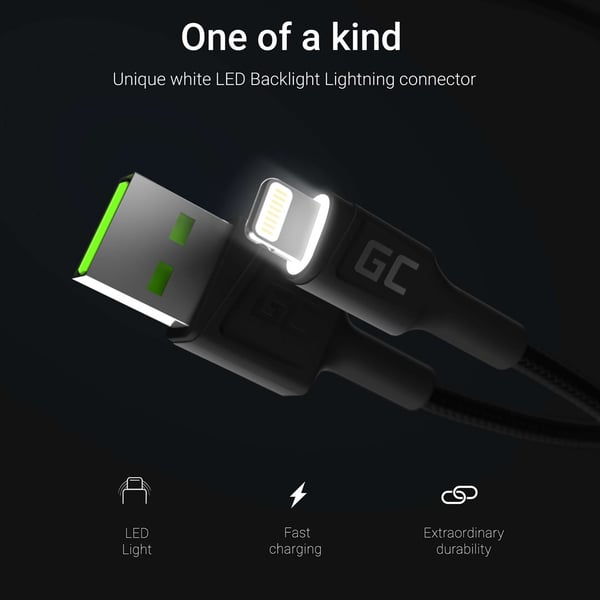 Green Cell KABGC05 Lightning-kaapeli 1,2 m musta
