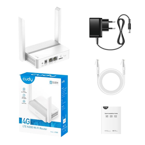 Trådlös router CUDY LT300_EU Wi-Fi 300 Mbps 2.4 GHz 4G LTE SIM-kort