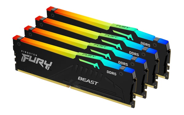 Kingston Technology FURY Beast 128 GB 5600 MT/s DDR5 CL40 DIMM (kit med 4) RGB XMP