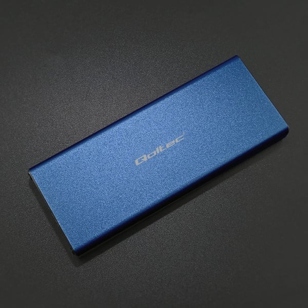 Qoltec 51832-kabinett | M.2 SSD-enhet | SATA | NGFF | USB 3.0 | Supersnabb 5 Gb/s | 2 TB | Blå