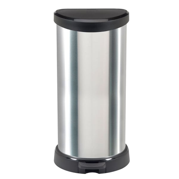 Curver Decobin Pedalspand Oval 40L Sølv/Sort
