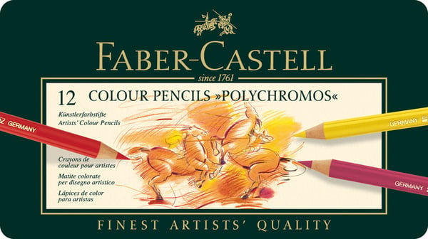 Faber Castell FC-110012 farveblyant Polychromos 3,8 mm kernetykkelse, æske med 12 stk.