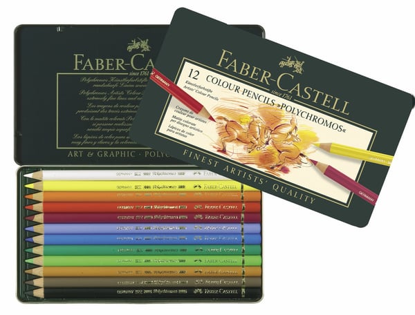 Faber Castell FC-110012 farveblyant Polychromos 3,8 mm kernetykkelse, æske med 12 stk.