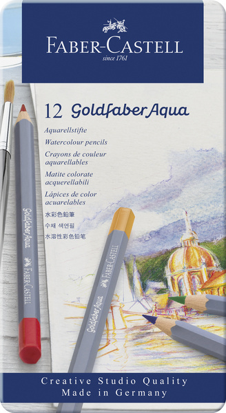 Faber Castell FC-114612 Akvarelfarveblyant Faber-Castell Goldfaber penalhus 12 dele